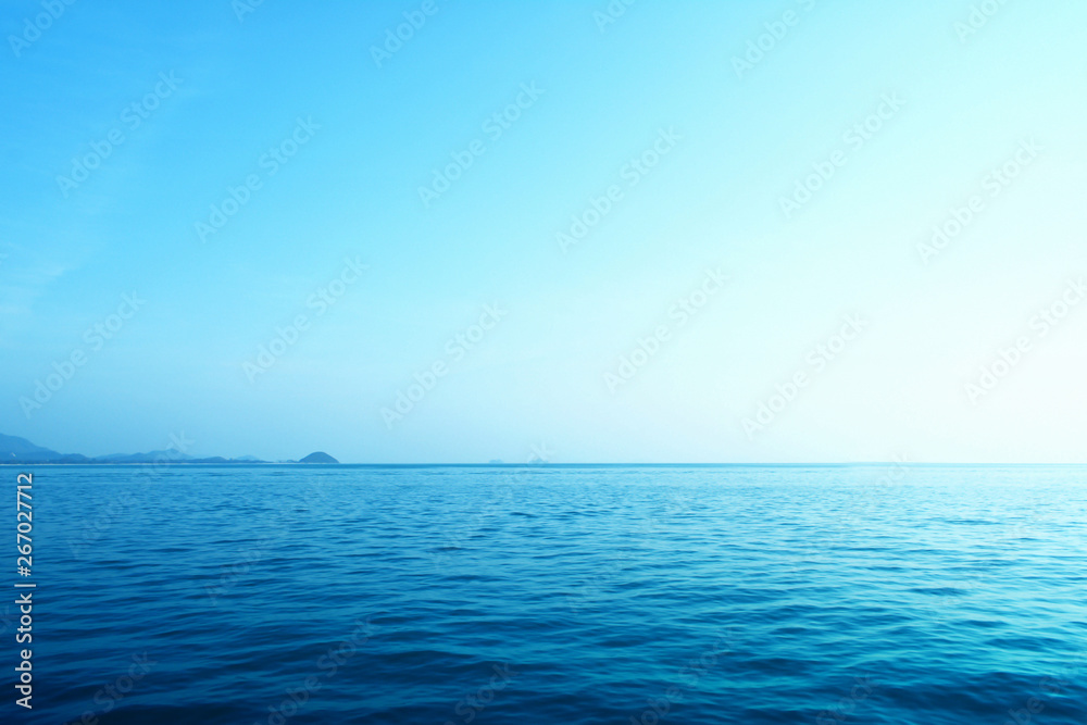 blue sea and blue sky at morning sunrise   fresh summer,spring nature wallpaper background
