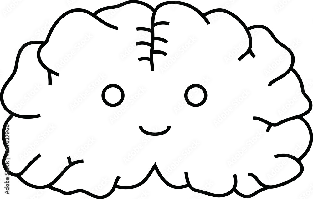 Illustration of a cute brain outline Illustration of a cute brain outline