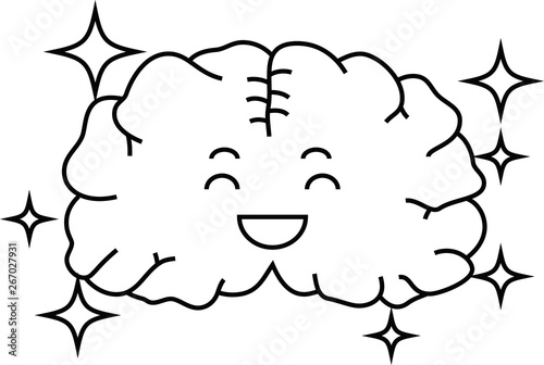Illustration of a cute brain outline 