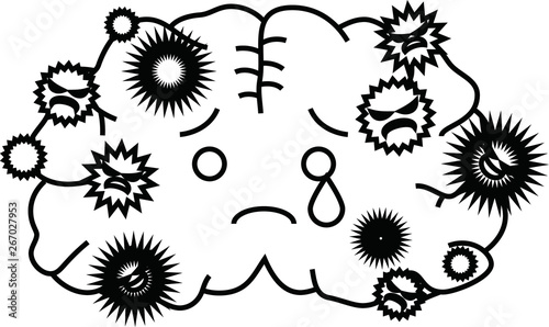 Illustration of a cute brain outline 