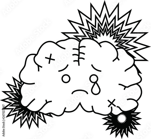 Illustration of a cute brain outline 