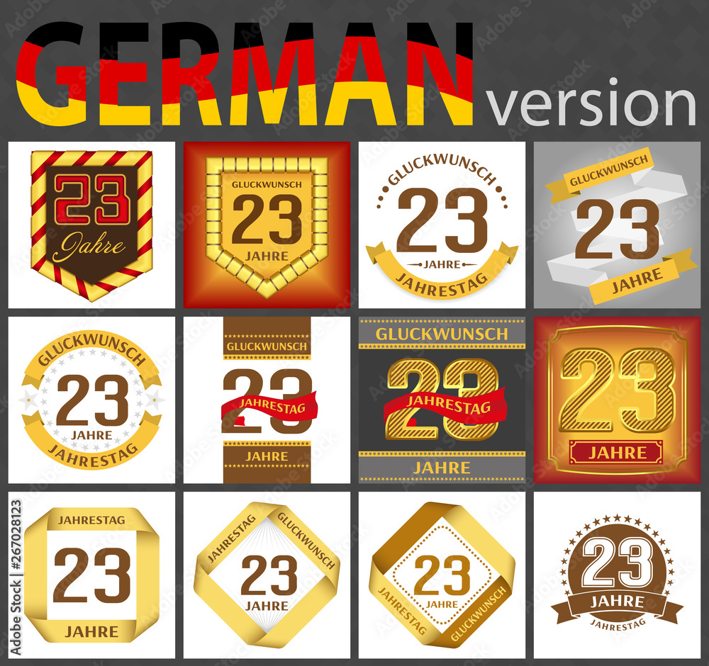 German set of number 23 templates