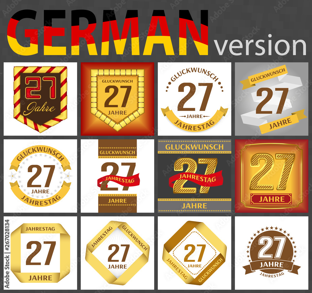 German set of number 27 templates