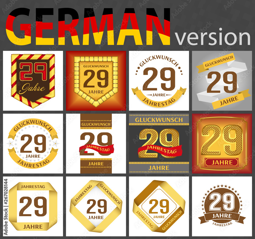 German set of number 29 templates