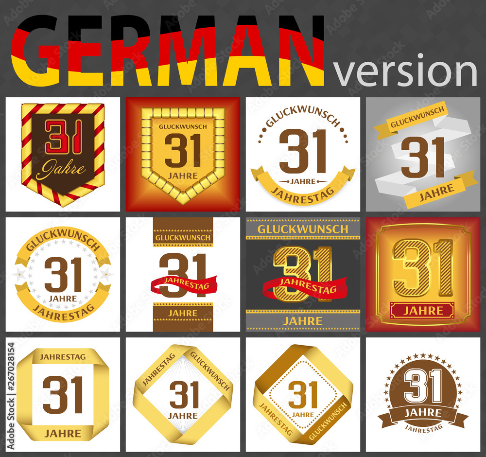 German set of number 31 templates