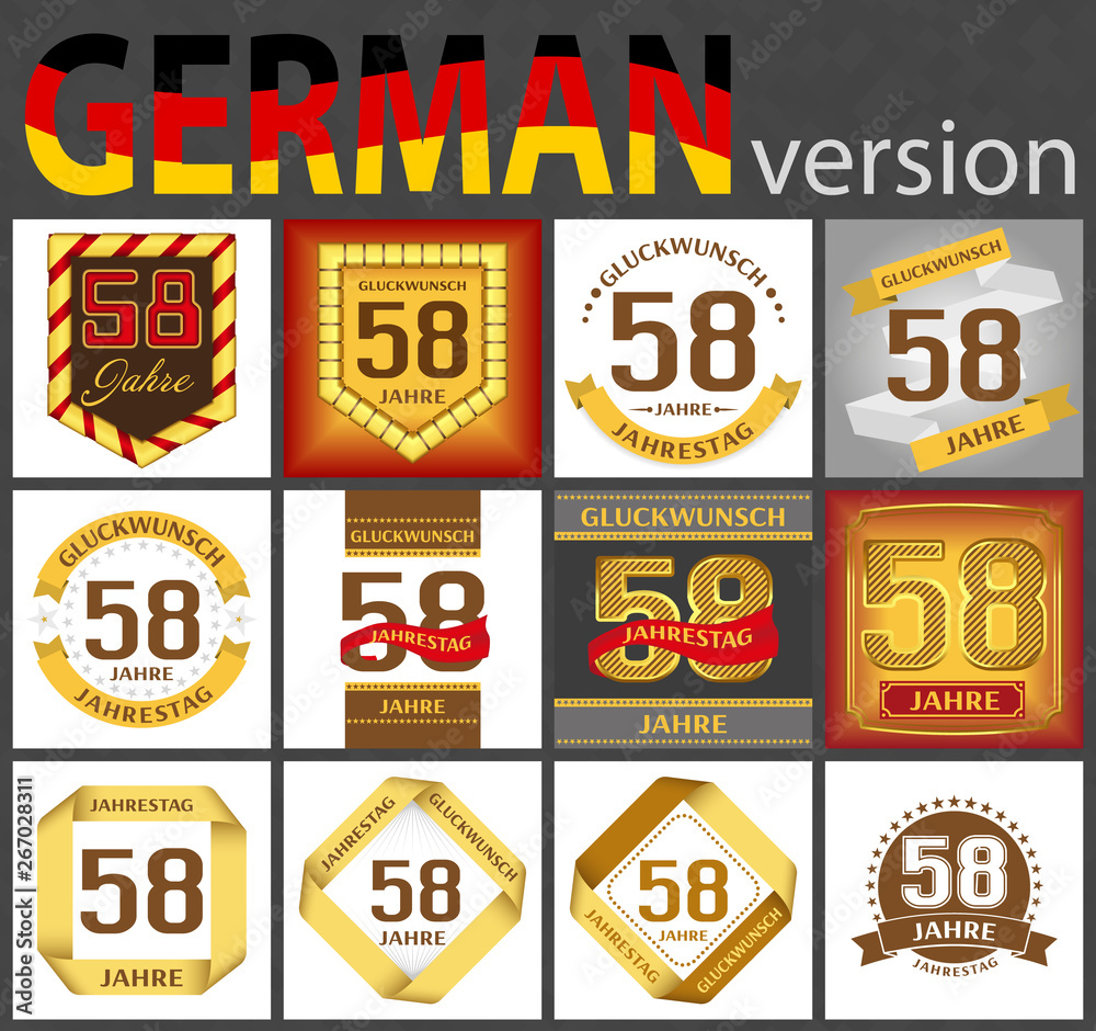 German set of number 58 templates