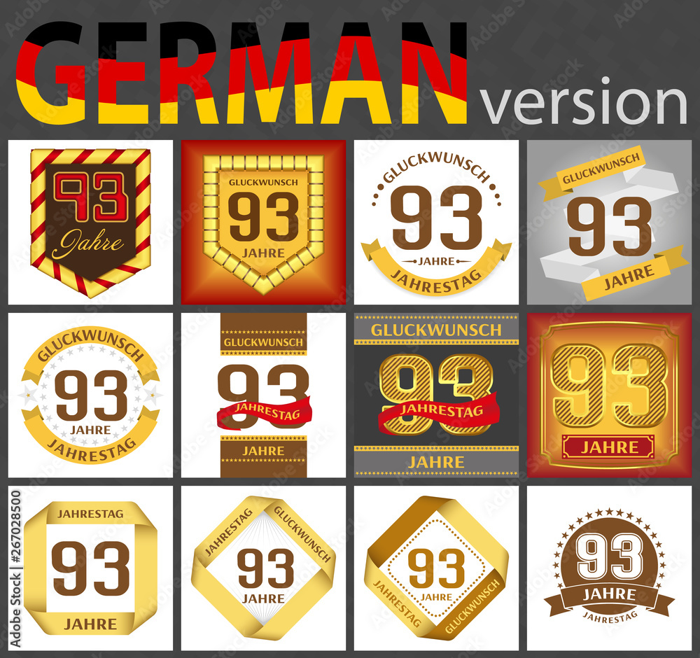 German set of number 93 templates