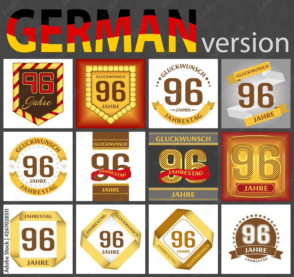 German set of number 96 templates