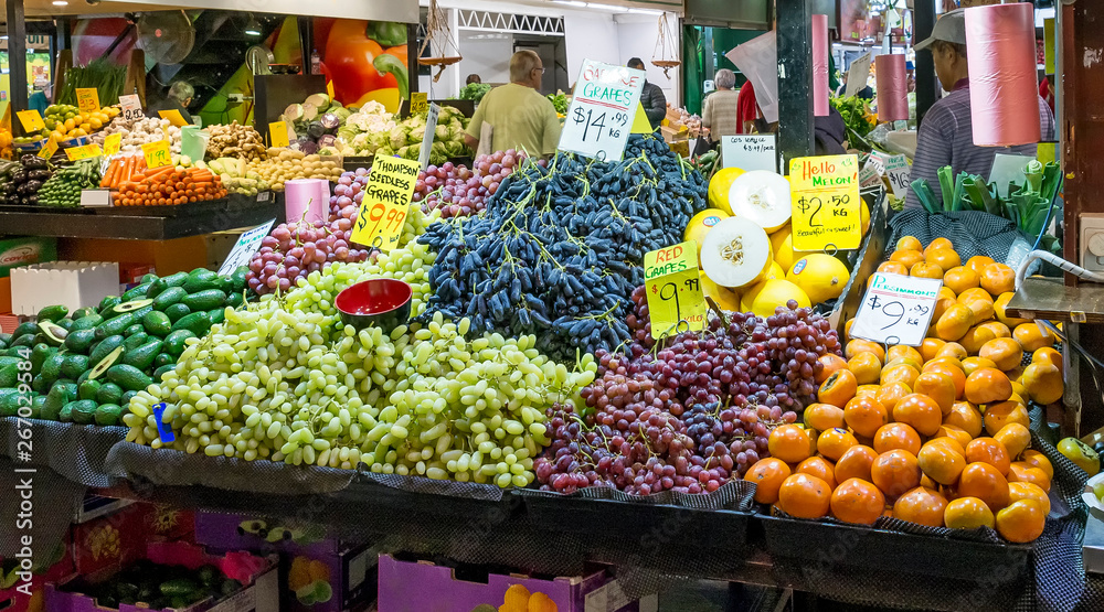 Fresh seasonal fruit for sale at the famous Adelaide Central Market, Southern Australia