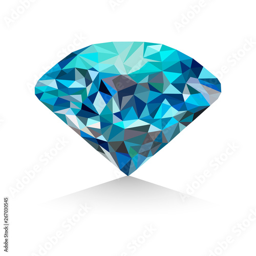 Diamond isolated. Crystal. Chameleon brilliant. Sapphire, diamond logo, jewelry.
