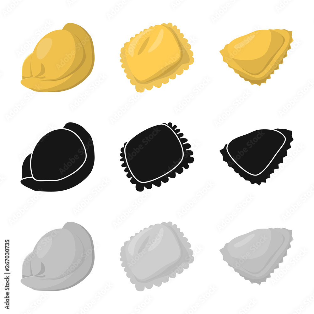 Vector illustration of products and cooking sign. Collection of products and appetizer stock symbol for web. Vector illustration of products and cooking sign. Collection of products and appetizer stock symbol for web.