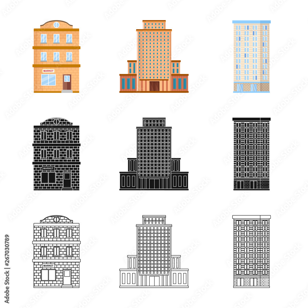 Vector design of municipal and center sign. Collection of municipal and estate   stock vector illustration.