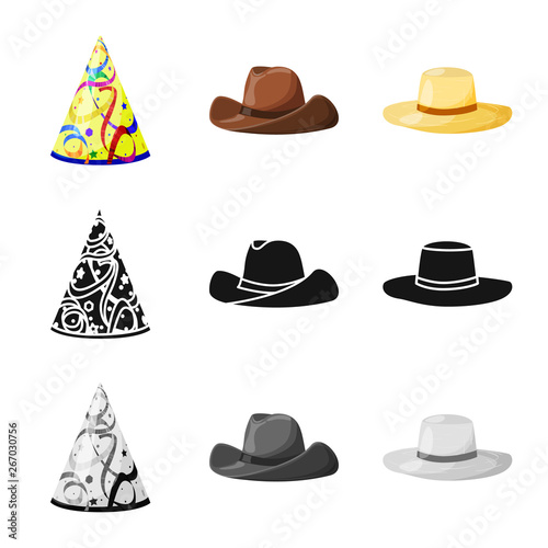 Isolated object of clothing and cap symbol. Collection of clothing and beret vector icon for stock.