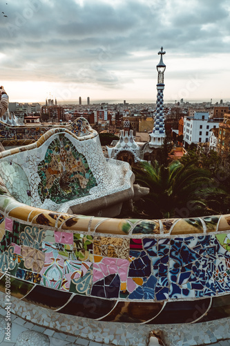 View of the city from Park Guell in Barcelona