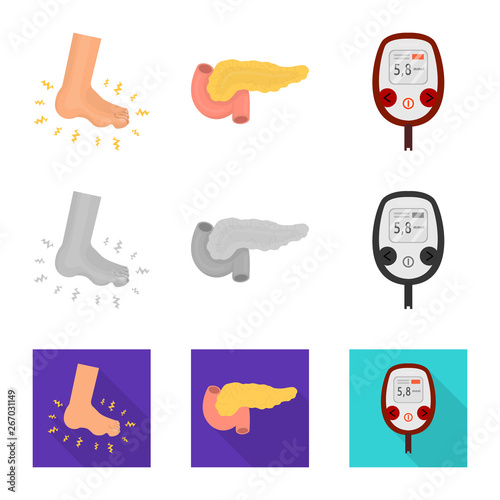 Vector illustration of diet and treatment  icon. Collection of diet and medicine stock symbol for web.