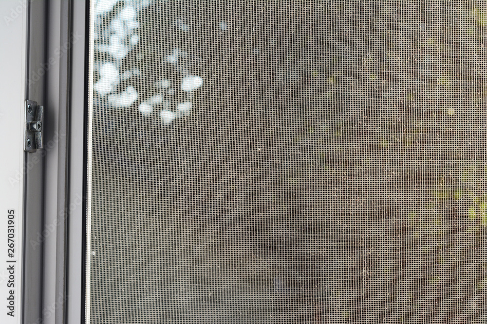 Mosquito wire screen close up. Installing mosquito wire screen on house