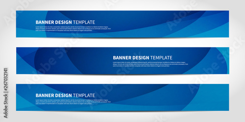 Vector banners with abstract geometric blue background