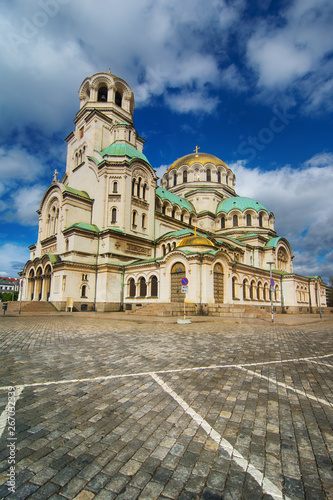 Beautiful view of st. Alexander Nevsky Cathedral in Sofia, Bulgaria