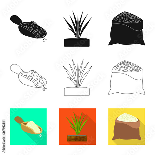 Isolated object of crop and ecological symbol. Set of crop and cooking stock symbol for web.