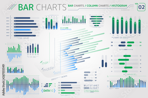 Bar Charts, Column Charts And Histograms Infographic Elements photo