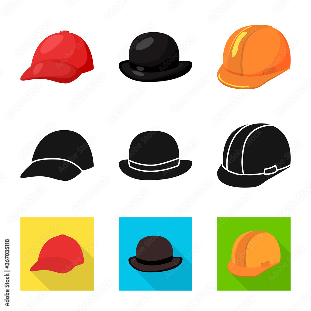 Vector design of clothing and cap sign. Collection of clothing and beret stock vector illustration. Vector design of clothing and cap sign. Collection of clothing and beret stock vector illustration.