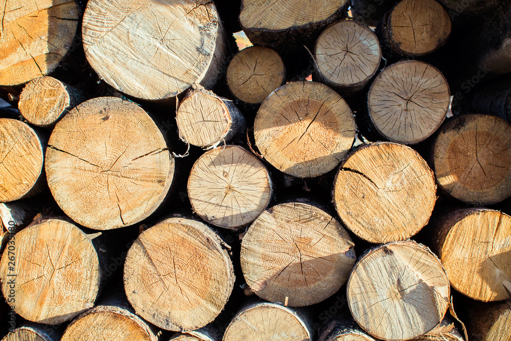 Closeup of pile of logs folded, wood texture background. Closeup of pile of logs folded, wood texture background.