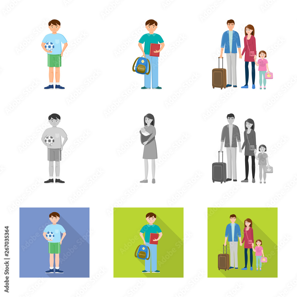 Vector illustration of character and avatar logo. Set of character and portrait stock vector illustration. Vector illustration of character and avatar logo. Set of character and portrait stock vector illustration.