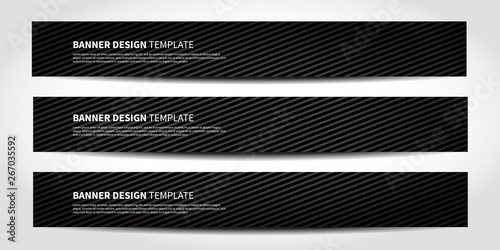 Vector banners with abstract geometric background. Black Website headers
