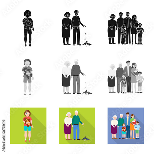 Isolated object of character and avatar icon. Set of character and portrait stock vector illustration.