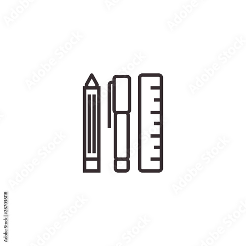 Stationary Set  Pencil and ruler Vector Icon  Pixel perfect Eps10. Office Symbol