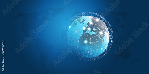 Cloud Computing and Networks Concept with Earth Globe - Abstract Global Digital Connections  Technology Background  Creative Design Element Template 