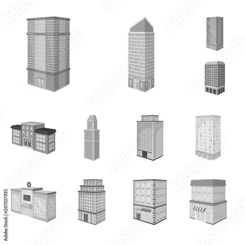 Isolated object of realty and modern icon. Collection of realty and building stock vector illustration.