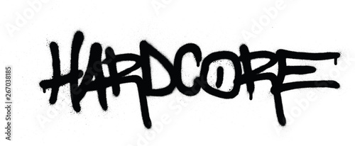 graffiti hardcore word sprayed in black over white
