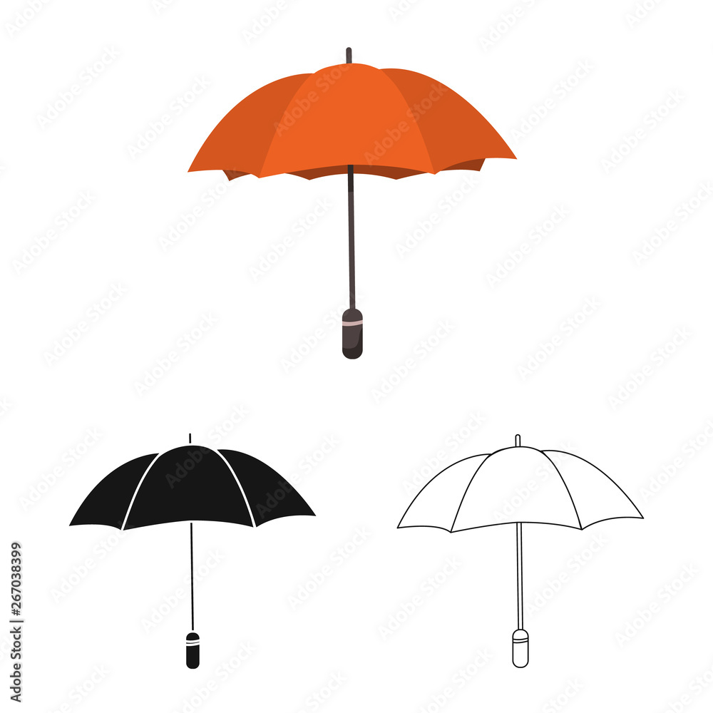 Vector design of parasol and water symbol. Collection of parasol and yellow stock symbol for web.