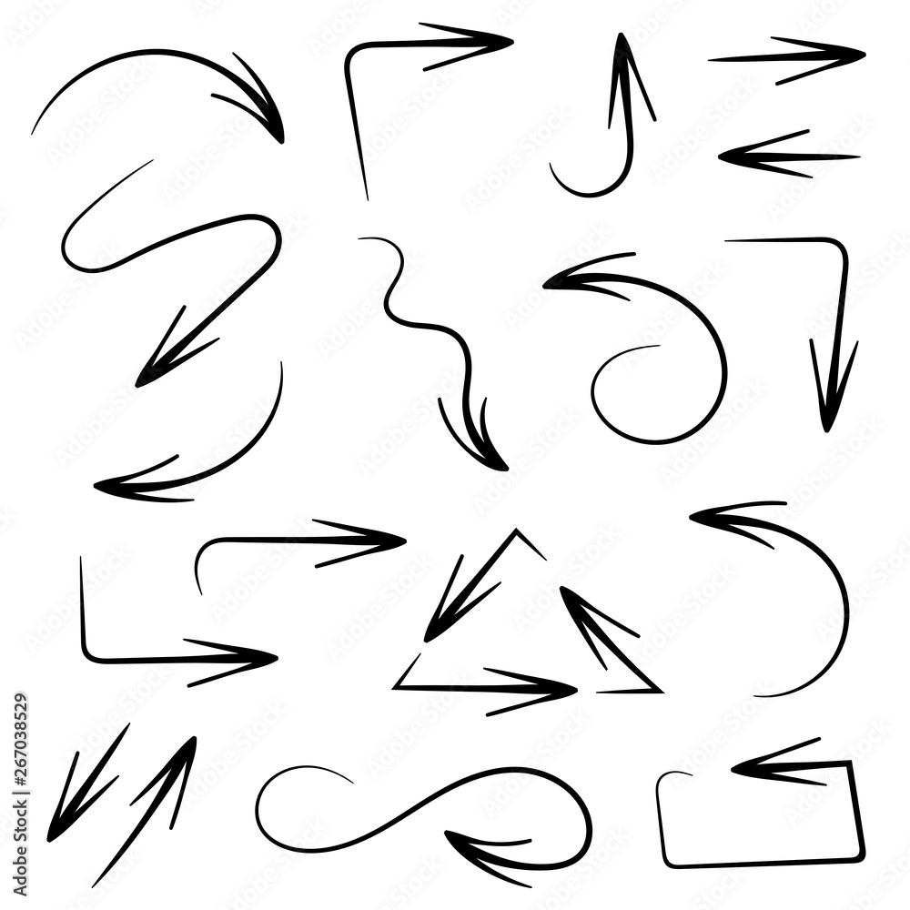 Black filigree arrows. Set of hand drawn elements Black filigree arrows. Set of hand drawn elements