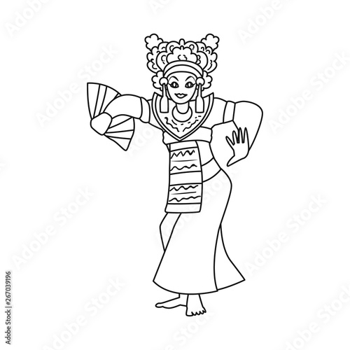 Vector illustration of girl and culture sign. Collection of girl and woman stock symbol for web.