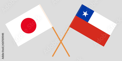 Chile and Japan. The Chilean and Japanese flags. Official colors. Correct proportion. Vector