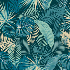 Handdoek met foto Palmbomen patronen Junglepalm bladeren exotisch zomerpatroon  © Artlu