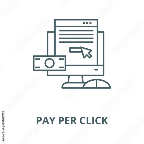 Pay per click vector line icon, outline concept, linear sign