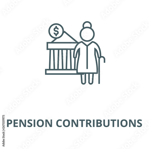 Pension contributions vector line icon, outline concept, linear sign