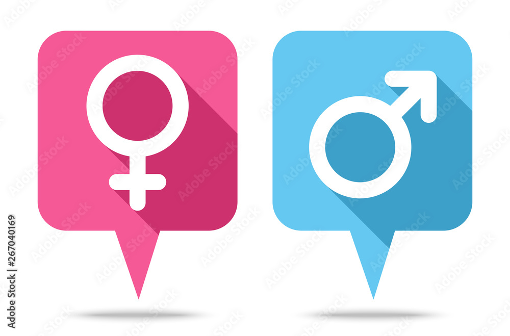 Sprechblasen Icons Weiblich & Männlich Abgerundet Pink/Blau Sprechblasen Icons Weiblich & Männlich Abgerundet Pink/Blau