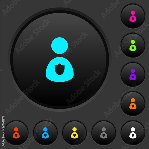 Security guard dark push buttons with color icons