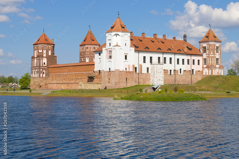 Mir Castle on a sunny May day. Mir, Belarus
