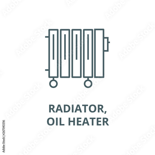 Radiator,oil heater vector line icon, outline concept, linear sign