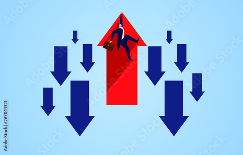 Rising red arrow standing out