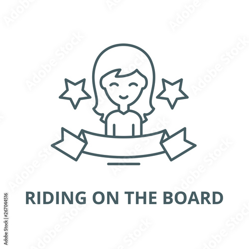 Riding on the board vector line icon, outline concept, linear sign