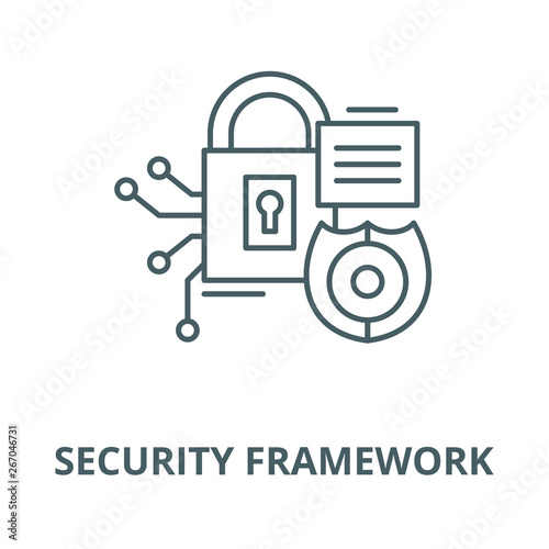 Security framework vector line icon, outline concept, linear sign