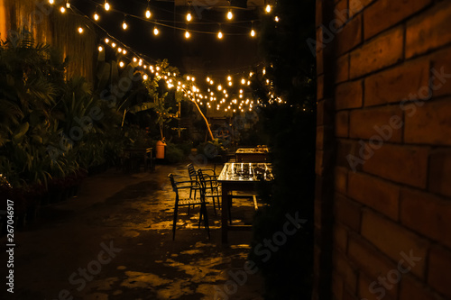 Rainy night at antique cafe