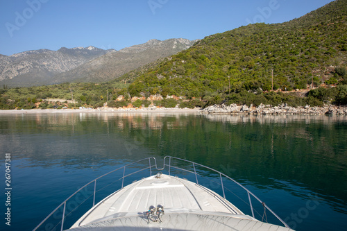 Amazing landscape of the Agia Kyriaki beach in the Kiparissi Lakonia village, Peloponnese, Zorakas Bay, Greece, May 2019. photo