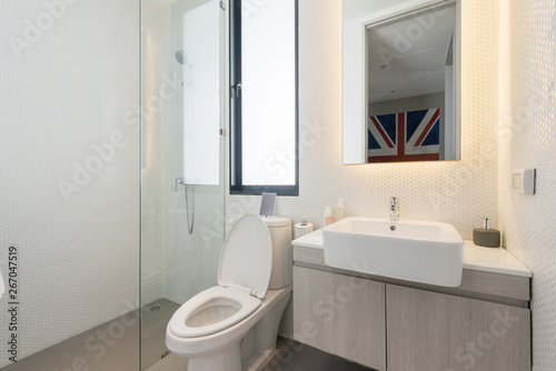  White toilet bowl  Beautiful Large Bathroom